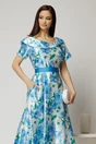 Rochie lunga de ocazie ivoar cu imprimeuri bleu, 3, dyfashion.ro