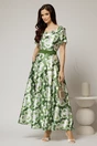 Rochie lunga de ocazie ivoar cu imprimeuri verde crud, 1, dyfashion.ro