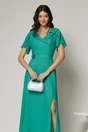 Rochie lunga de ocazie verde din voal sidefat, 3, dyfashion.ro