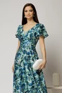 Rochie lunga de ocazie verde mint cu imprimeuri din material satinat, 3, dyfashion.ro