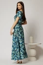 Rochie lunga de ocazie verde mint cu imprimeuri din material satinat, 2, dyfashion.ro