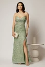 Rochie lunga din dantela verde menta croi sirena su bretele detasabile, 1, dyfashion.ro