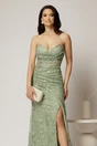 Rochie lunga din dantela verde menta croi sirena su bretele detasabile, 3, dyfashion.ro