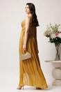 Rochie lunga din voal galbena cu floare maxi pe umar, 2, dyfashion.ro