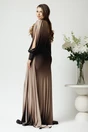 Rochie lunga eleganta din lycra maro in degradee cu strasuri in talie