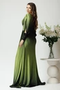 Rochie lunga eleganta din lycra verde in degradee cu strasuri in talie