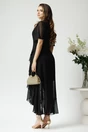 Rochie lunga eleganta din voal neagra cu insertii din fir lurex
