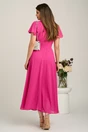 Rochie lunga fucsia din voal in clos cu glitter- Moze, 2, dyfashion.ro