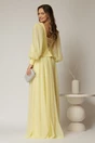 Rochie lunga galbena de seara din tull cu corset cu strassuri aplicate, 2, dyfashion.ro
