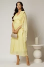 Rochie lunga galbena de seara din voal peliculizat, 3, dyfashion.ro