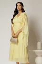 Rochie lunga galbena de seara din voal peliculizat, 1, dyfashion.ro