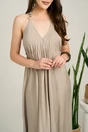 Rochie lunga gri din viscoza cu croi lejer si snur reglabil in talie, 3, dyfashion.ro