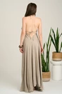 Rochie lunga gri din viscoza cu croi lejer si snur reglabil in talie, 2, dyfashion.ro