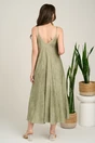 Rochie lunga kaki din viscoza cu croi tip A si bretele subtiri, 2, dyfashion.ro