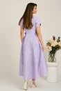 Rochie lunga lila din brocard in clos cu imprimeu si floare maxi detasabila- LaDonna, 2, dyfashion.ro