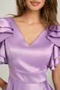 Rochie lunga lila din tafta subtire in clos cu volanase la bust- LaDonna, 3, dyfashion.ro