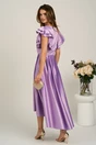 Rochie lunga lila din tafta subtire in clos cu volanase la bust- LaDonna, 2, dyfashion.ro
