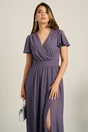 Rochie lunga lila inchis din voal in clos cu glitter- Moze, 5, dyfashion.ro