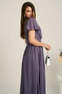Rochie lunga lila inchis din voal in clos cu glitter- Moze, 6, dyfashion.ro