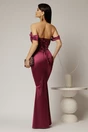 Rochie lunga magenta de ocazie din lycra cu croi mulat, 2, dyfashion.ro