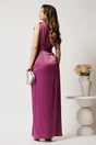Rochie lunga mov din satin cu floare pe umar si fusta petrecuta- Moze, 2, dyfashion.ro