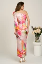 Rochie lunga multicolora din satin cu floare maxi si fusta petrecuta, 2, dyfashion.ro
