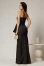 Rochie lunga neagra cu croi sirena si funda ampla pe talie, 2, dyfashion.ro