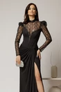 Rochie lunga neagra de seara cu top din dantela detasabil, 4, dyfashion.ro
