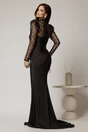 Rochie lunga neagra de seara cu top din dantela detasabil, 3, dyfashion.ro