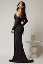 Rochie lunga neagra de seara cu top din dantela detasabil, 5, dyfashion.ro