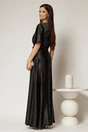 Rochie lunga neagra de seara din voal  cu accesoriu in talie, 2, dyfashion.ro