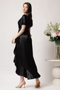 Rochie lunga neagra din satin cu croi petrecut, 2, dyfashion.ro