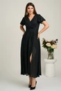 Rochie lunga neagra din voal in clos cu glitter- Moze, 1, dyfashion.ro
