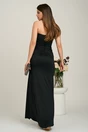 Rochie lunga neagra mulata din lycra cu fronseu si accesoriu- LaDonna, 2, dyfashion.ro