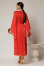 Rochie lunga rosie de seara din voal peliculizat, 2, dyfashion.ro