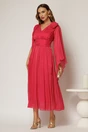 Rochie lunga rosu zmeura de seara din voal peliculizat, 3, dyfashion.ro