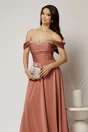 Rochie lunga roz coniac de seara din lycra cu bust buretat, 3, dyfashion.ro