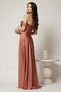 Rochie lunga roz coniac de seara din lycra cu bust buretat, 2, dyfashion.ro