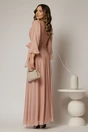 Rochie lunga roz cu glitter cu decolteu petrecut si cordon in talie, 2, dyfashion.ro