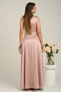 Rochie lunga roz din tafta cu flori la bust- Ella Collection Madison, 2, dyfashion.ro