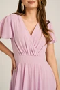 Rochie lunga roz din voal in clos cu glitter- Moze, 3, dyfashion.ro