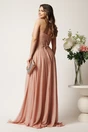 Rochie lunga roz din voal in clos cu strasuri la bust si tull trasparent, 2, dyfashion.ro