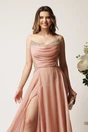 Rochie lunga roz din voal in clos cu strasuri la bust si tull trasparent, 3, dyfashion.ro