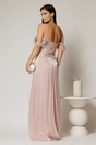 Rochie lunga roz pudra de seara cu aplicatii de strassuri, 2, dyfashion.ro