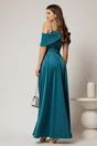 Rochie lunga turcoaz de seara din tafta eleganta, 2, dyfashion.ro