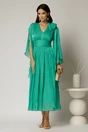Rochie lunga verde crud de seara din voal peliculizat, 3, dyfashion.ro