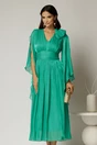 Rochie lunga verde crud de seara din voal peliculizat, 1, dyfashion.ro
