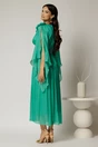Rochie lunga verde crud de seara din voal peliculizat, 2, dyfashion.ro