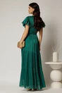 Rochie lunga verde de ocazie din voal peliculizat cu decupaj si impletitura la decolteu, 2, dyfashion.ro