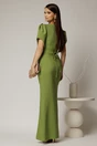 Rochie lunga verde de seara cu decolteu patrat si maneci scurte, 2, dyfashion.ro